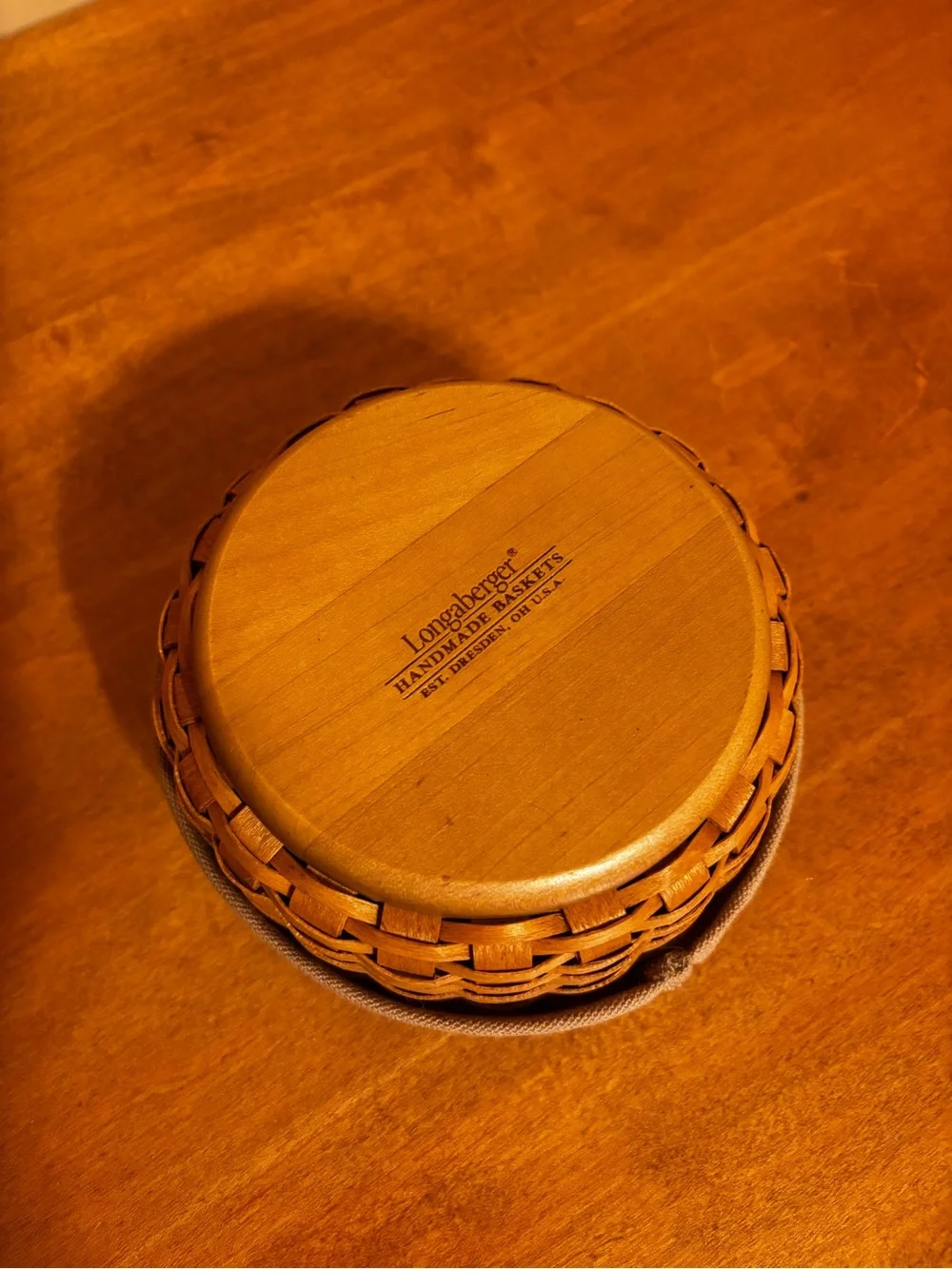 Longaberger Coaster Basket with Khaki Liner and Protector